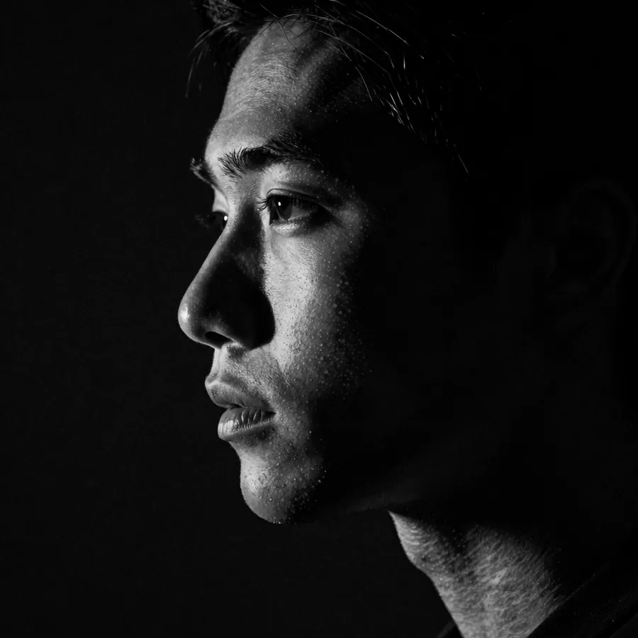 Portrait en noir et blanc, généré